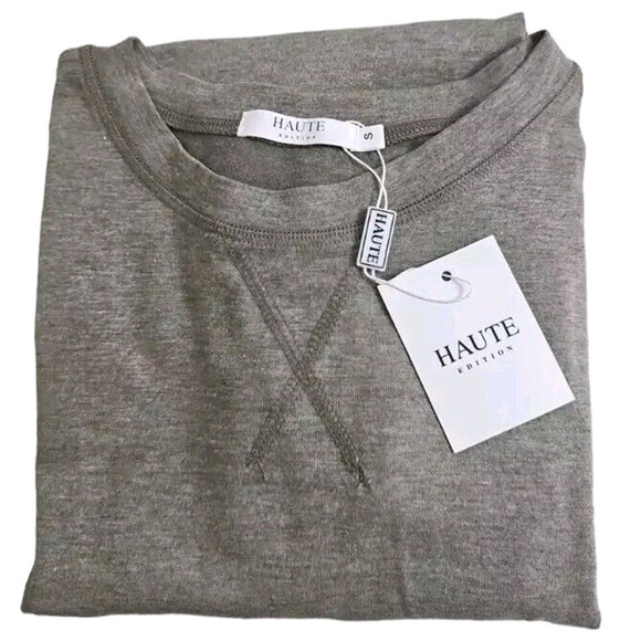 Haute Edition ~Woman Size S~ Green/Gray Short Sleeve T-Shirt Scoop Neck NWT. - Picture 9 of 9